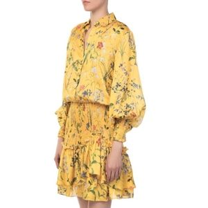 Alexis Rianna Yellow Floral Ruffled Mini Dress XS